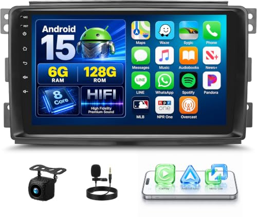 Android 15, 6G+128G 8Núcleos GOHHDL Radio Coche para Mercedes Benz Smart Fortwo 451 2005-2010 Carplay Android Auto, Pantalla de 9 Pulgadas 2Din con BT GPS Navi WiFi FM/RDS HiFi EQ DSP SWC Cámara&Mic