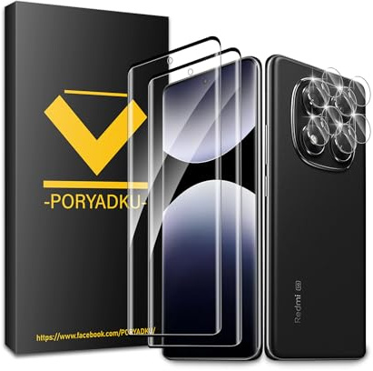 Protector de Pantalla para Xiaomi Redmi Note 14 Pro 5G / Poco X7, Película de Vidrio Templado 2 Piezas+ Protector de Lente de Cámara 2 Piezas, HD Clara, Sin Burbujas, 9H Dureza, Antihuellas