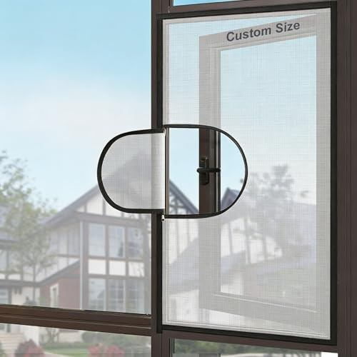 Custom Size Window Fly Insect Screen Mesh,Tear-Proof Cat Proof Window Net | Anti-Mosquito Window Mesh with Zipper Opening, Easy Install No Drilling Need