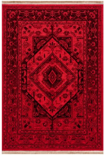 VIMODA Teppich ROYAL Dunkelrot im Vintage-Orient Stil“– Hochwertig & Pflegeleicht,Maße:80x150 cm;Farbe:Red7