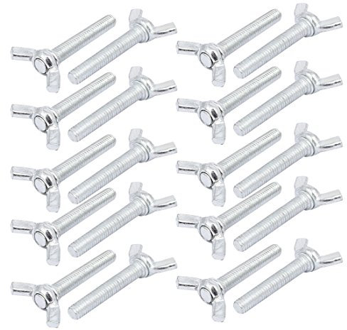 sourcing map M6x35mm Metal filetage écrou aile papillon 20Pcs vis vis métriques