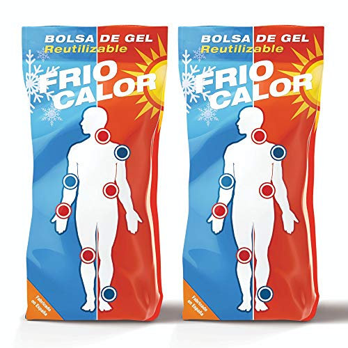 PRACTICOSA Borsa di Gel Freddo e Caldo Riutilizzabile. Borsa di Primo Soccorso per Congelatore o Microonde. Compressa Fredda-Calda per Lesioni, Traumi e Distorsioni. 13x27 Cm. 2 Unità
