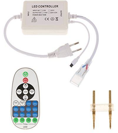 Gazechimp Regulador LED de 23 Teclas para Mando a Distancia para Luz de Tira 220V Enchufe EU
