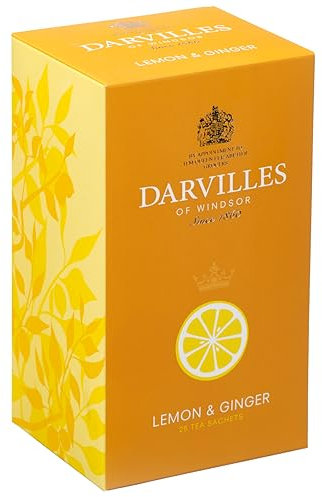 DARVILLES of WINDSOR - 25 x LEMON & GINGER Individually Wrapped Tag & Envelope Teabags - Premium English Fruit, Herb and Green Tea Bags - (25 teabags)