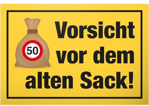 DankeDir! 'Vorsicht Alter Sack 50 Jahre' Schild - Geschenk 50. Geburtstag, Partydeko, Kunststoff, 30 x 20 cm