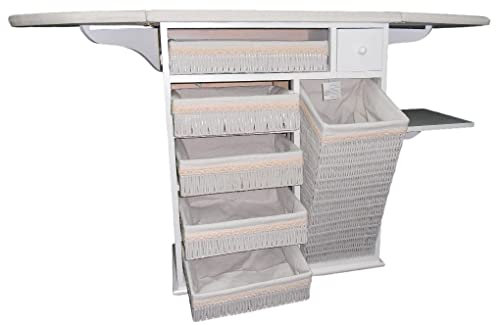 Mueble de Plancha Estoril Blanco Vintage + (Funda Elastica XXL Premiun Rayen + Tensores)
