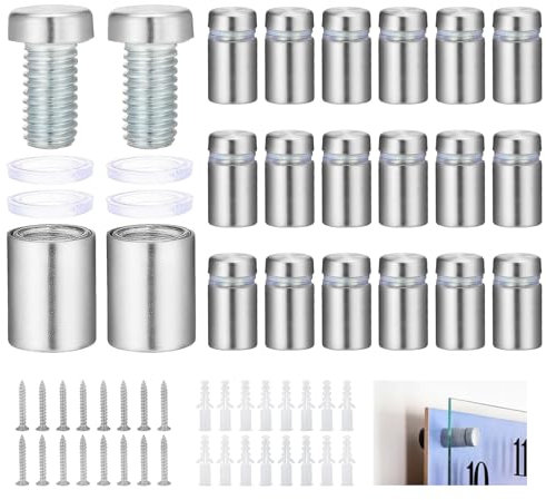 HSeaMall20 PZ In Acciaio Inox Vite Pubblicità Viti di Fissaggio Bulloni Supporto Vite Segno Pubblicità Chiodi Hardware Supporti Viti Frameless Standoff Morsetto Per Vetro 12 x 20mm