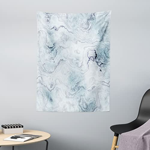 ABAKUHAUS Marmor Wandteppich, Weiche Hazy Ottoman-Art aus Weiches Mikrofaser Stoff Waschbar ohne Verblassen Digitaldruck, 110 x 150 cm, Hellblaue graue Minze