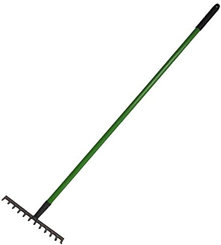12 Teeth Soil Garden Rake Tubular Handle Carbon Steel 120cm Soil Leaf Raker