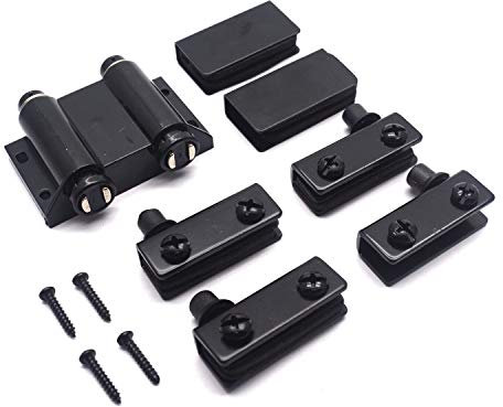 T Tulead Lot de 2 loquets magnétiques pour porte en verre Noir