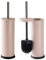 Harbour Housewares Toilet Brush and Holders - Matte Pink - Pack of 2 - Round Toilet Bowl Brush & Holder Stainless Steel Bathroom Deep Cleaning Scrub