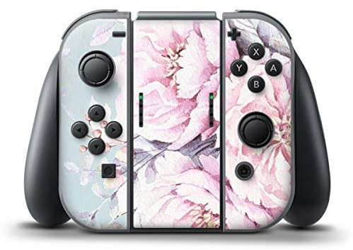 DeinDesign Skin kompatibel mit Nintendo Switch Controller Folie Sticker Blume Pastell Wasserfarbe