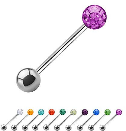 Treuheld® | 1.2mm x 16mm Piercing Barbell Silber | 4mm Kristall Kugel + 4mm Stahl Piercingkugel | Pink/Rosa | Chirurgenstahl | Nippel, Ohr