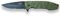 JKR Navaja Deportiva, Mango en Relieve G10 Verde, Hoja pavonada de Acero INOX de 8 cm con Sierra, JKR0494