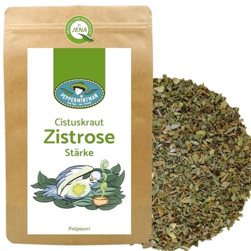 Zistrosentee 250g - hocharomatisch - Cistus Incanus lose getrocknet - Premium Wohlschmeckender Cistus-Tee - Abgefüllt und kontrolliert in Thüringen - PEPPERMINTMAN