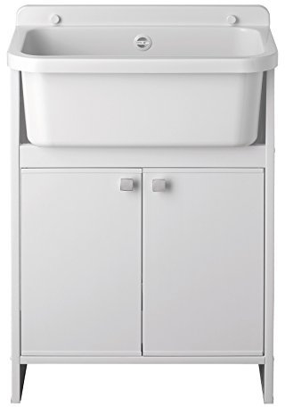 Mueble lavadero con doble puerta, 55 x 34 x 79 cm, bañera para fregadero.