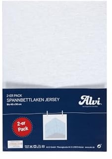 Alvi Spannbettlaken 2er-Pack Weiß/Silber - Grau 40x90 | 2er-Pack Bettlaken, weich, faltenfrei, waschmaschinengeeignet und mit Gummizug für sicheren Halt