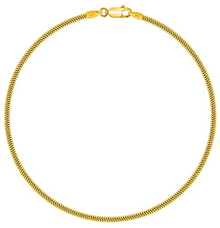 PLANETYS Schlangen-Armband, Sterling-Silber 925/1000, vergoldet mit 18 Karat Gelbgold, Breite 2 mm, 21 cm, Silber