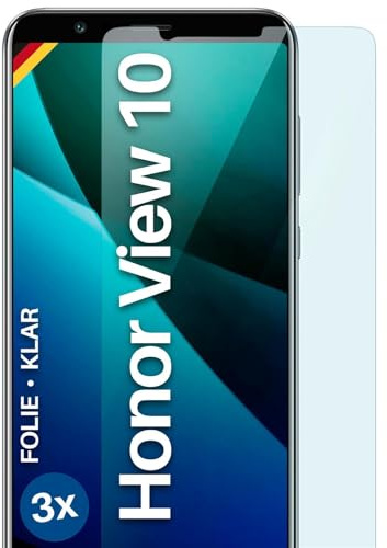 moex für Huawei Honor View 10 Schutzfolie Displayschutz Folie Ultra-klar HD 0,2 mm kompatibel mit jeder Hülle, Anbringen ohne Blasen, Handyfolie Extra Kratzfest, FlexProtect 3 Stück