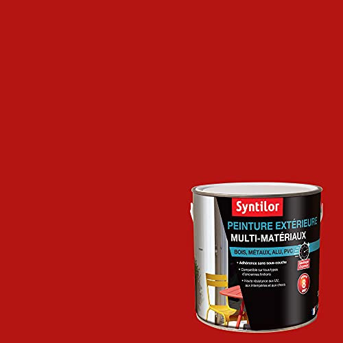 SYNTILOR - Peinture Extérieure Multi-Matériaux Rouge Feu Satiné RAL 3000 2L