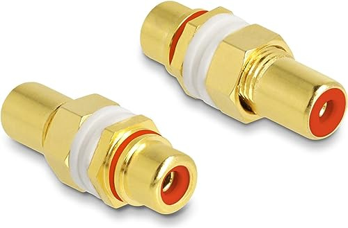 Delock Audio Adapter Cinch Buchse zu Buchse zum Einbau, Farbring rot