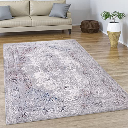 Paco Home Teppich Wohnzimmer Kurzflor Vintage Abstraktes Orientalisches Muster Modern Ornamente Bordüre, Grösse:80x150 cm, Farbe:Bunt 3