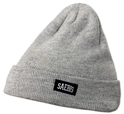 SAEBIS Shapka für Damen und Herren - Unisex Klassische Strickmütze - Classic warme Mütze für das ganze Jahr - Kopfbedeckung - Beanie (Grau)