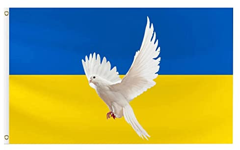 FLAGBURG Peace Pigeon Flag 90 × 150 cm Zum Aufhängen im Innen- oder Außenbereich kraine-Friedensflagge International