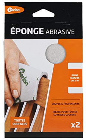 Lot 2 Eponge Abrasive pour poncer : 1 Grain Fin et 1 Grain Gros Gerlon - Made in France ADSEGF L, Neutre