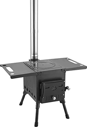 CCxiu Holzofen Camping Herd Tragbar mit Beinen und Kaminrohr Raketenofen Outdoor Faltbar Campingkocher Kompakter