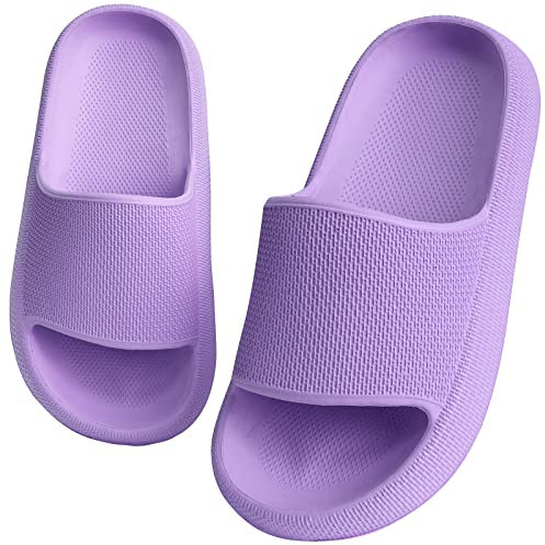 WYSFLY Kids Sliders Boys Girls House Slippers Non-slip Summer Beach Pool Slide Sandals Purple 2 UK