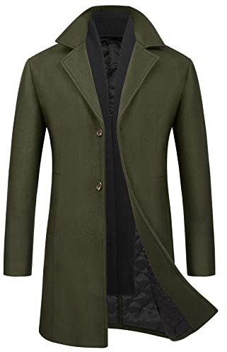 WULFUL Herren Trenchcoat aus Wolle, schmale Passform, Wintermantel