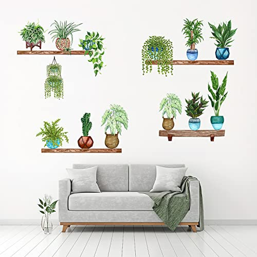 OOTSR Wandtattoo Pflanzen, Grün Topfpflanze Wandsticker für Schlafzimmer Wohnzimmer Kinderzimmer, Selbstklebend Wandbilder Kunst DIY Wanddekoration für Küche Bad Flur