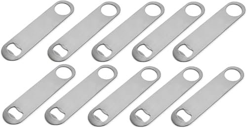 Lot de 10 Décapsuleurs Plats en Acier Inoxydable Longueur 180mm Ouvre Bouteille Inox Long Bière et Soda Bar Blade Accessoire de Barman Restaurant Cuisine