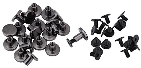 Rivetti a Vite, 20 Set di Rivetti per Borse, Viti Chicago in Ottone a Testa Piatta Nere, Borchia in Metallo per Cintura Piatta, Kit di Rivetti in Pelle 5mm 8mm Opzionale per Borsa Vite Cintura(8mm)