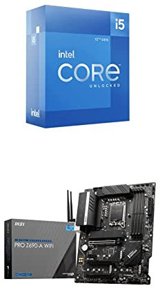 Intel Core i5-12600KF 12. Generation Desktop Prozessor (Basistakt: 3.7GHz Turboboost: 4.9GHz, 6 Kerne, LGA1700) + PRO Z690-A WiFi Mainboard ATX, unterstützt Intel Prozessoren 12. Generation
