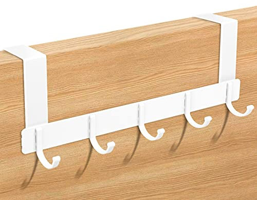 Premium perchero puerta,Gancho para puerta con 5 ganchos,Percha Puerta Gancho perchero de aluminio sin taladrar,Colgador Puerta,Gancho Puerta Ideal para puertas de baño, dormitorio, puertas de cocina