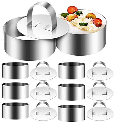 Kichvoe 8sätze Teiliges Aus Runden Edelstahl-kuchenringen Mit Druckplatten Für Backen Von Mousse Und Desserts Geeignet Für Küchen Bäckereien Und Restaurants