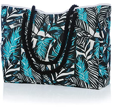 Strandtaschen für Frauen mit Reißverschluss Sommer Strand Tote Taschen Reisetasche für Frauen Overnight Umhängetasche für Pool Strand,Bananenblatt, XL