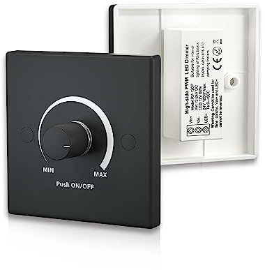 Bonlux DC 12-24V PWM Dimmer Lichtschalter Dimmbar Für Wohnwagen, Boot, Wohnmobil, Camper Reisemobil Caravan Dimmer Fur Led Lampen Glühlampen Halogenlampen Lichtbalken, Vorzeltleuchten Schwarz 1 Stück