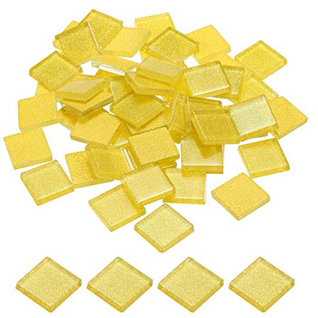sourcing map Mosaikfliesen, Glasfliesen, glänzende Kristall-Mosaik-Glasstücke, Großpackung, quadratisch, Glitzer, Kristall-Mosaik-Fliesen, 2 x 2 cm, für Heimdekoration, Basteln, 50 Stück (200 g,