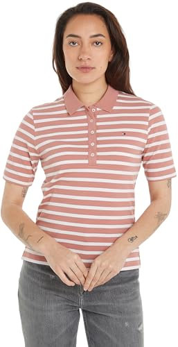 Tommy Hilfiger Polo Manches Courtes Femme 1985 Piqué Rayures Regular Fit, Multicolore (Breton STP/Teaberry/Ecru), XXL