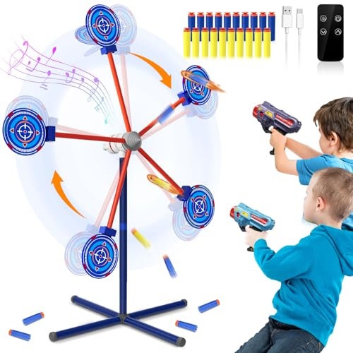 DX DA XIN Schießspiele Spielzeug für Alter 5 6 7 8 9 10+ Jahre alte Jungen Rotierende Schießscheibe & 2 Spielzeugpistolen & 20 Schaumstoffpfeile Weihnachtskindergeschenke für Jungen
