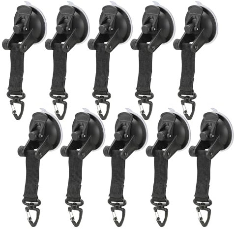 YKUKIZEE 10Pcs Heavy Duty Suction Cups with Straps, Car Tent Suction Cups Anchor, Camping Suction Cups Hooks 360° Rotating Ring for Outdoor Van Truck Awning Boat