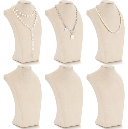 Kigley Schmuckständer aus Leinen, für Büsten, Halsketten, Schaufensterpuppen, Halter für Schmuck, Messen, 6 Stück