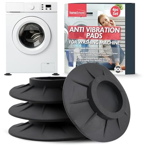 SOL 4pk Anti-Vibration Pads for Washing Machines, Non-Slip Heavy-Duty Rubber Feet Mat for Stability Quiet Operation. Prevents Noise, Reduces Shaking, Easy to Use, Ideal for Stress-Free Wash Cycles