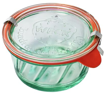 Weck Bäckerglas 450 ml 6 Stück | Glas mit Deckel, Dichtung und 2 Verschlüssen | Zum Einkochen von Konserven, Säften, zur luftdichten Aufbewahrung von trockenen Zutaten