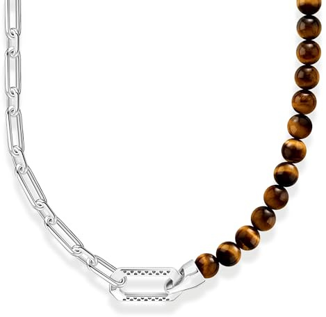 THOMAS SABO Kette mit braunen Beads Silber geschwärzt 925 Sterlingsilber, Geschwärzt