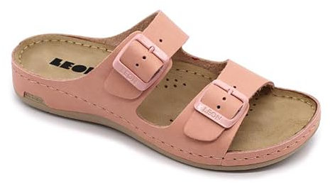 LEON 955 Sandali Zoccoli Sabot Pantofole Scarpe di Pelle, Donna, Rosa, EU 39