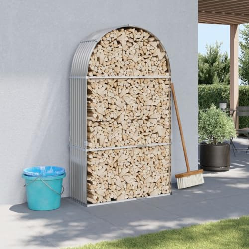 Festnight Kaminholzregal Aussen Brennholzregal Metall Holzregal Kaminholz Holzlager Outdoor Holzunterstand für Kaminholz Brennholzlager Innen Kaminholzunterstand 120x45x210 cm